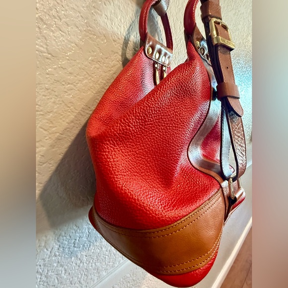 RARE Valentina Sling Backpack Real Finest Italian Red Leather Convertible Bag - Picture 5 of 16